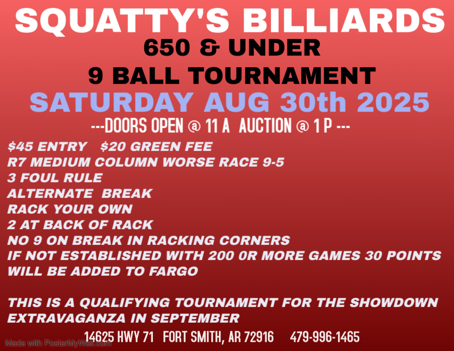 Tournament flyer / rules image